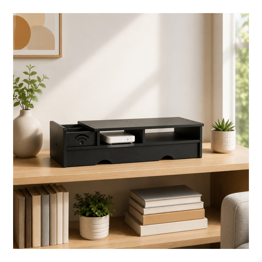 Office Tech Desk - Boîte de rangement noire mate pour